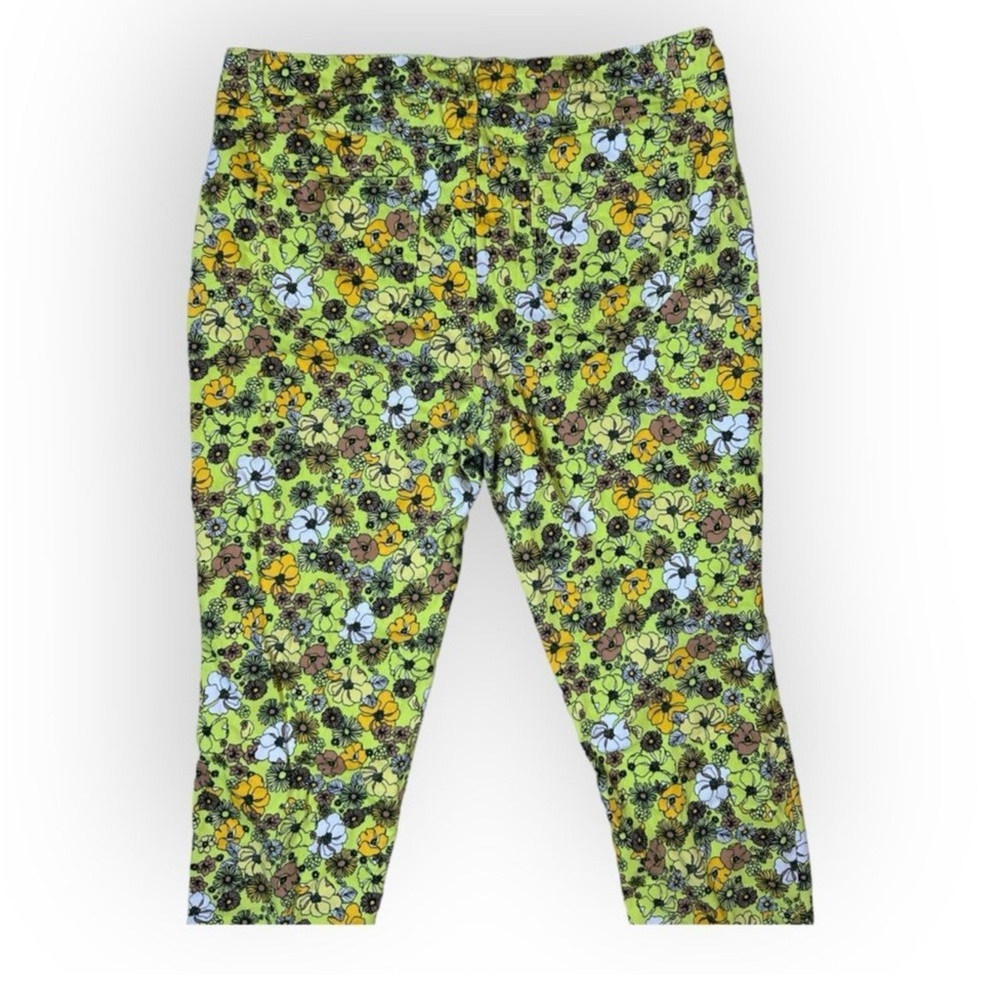 ModCloth Wildflower Valley Skinny Jeans Size 16 Green Floral Pants retro